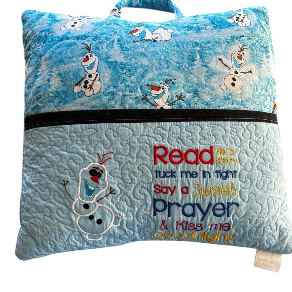 Handmade Reading Pocket Pillow, OLAF FROZEN